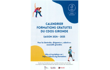 Calendrier et programme des formations proposées par le CDOS Gironde 